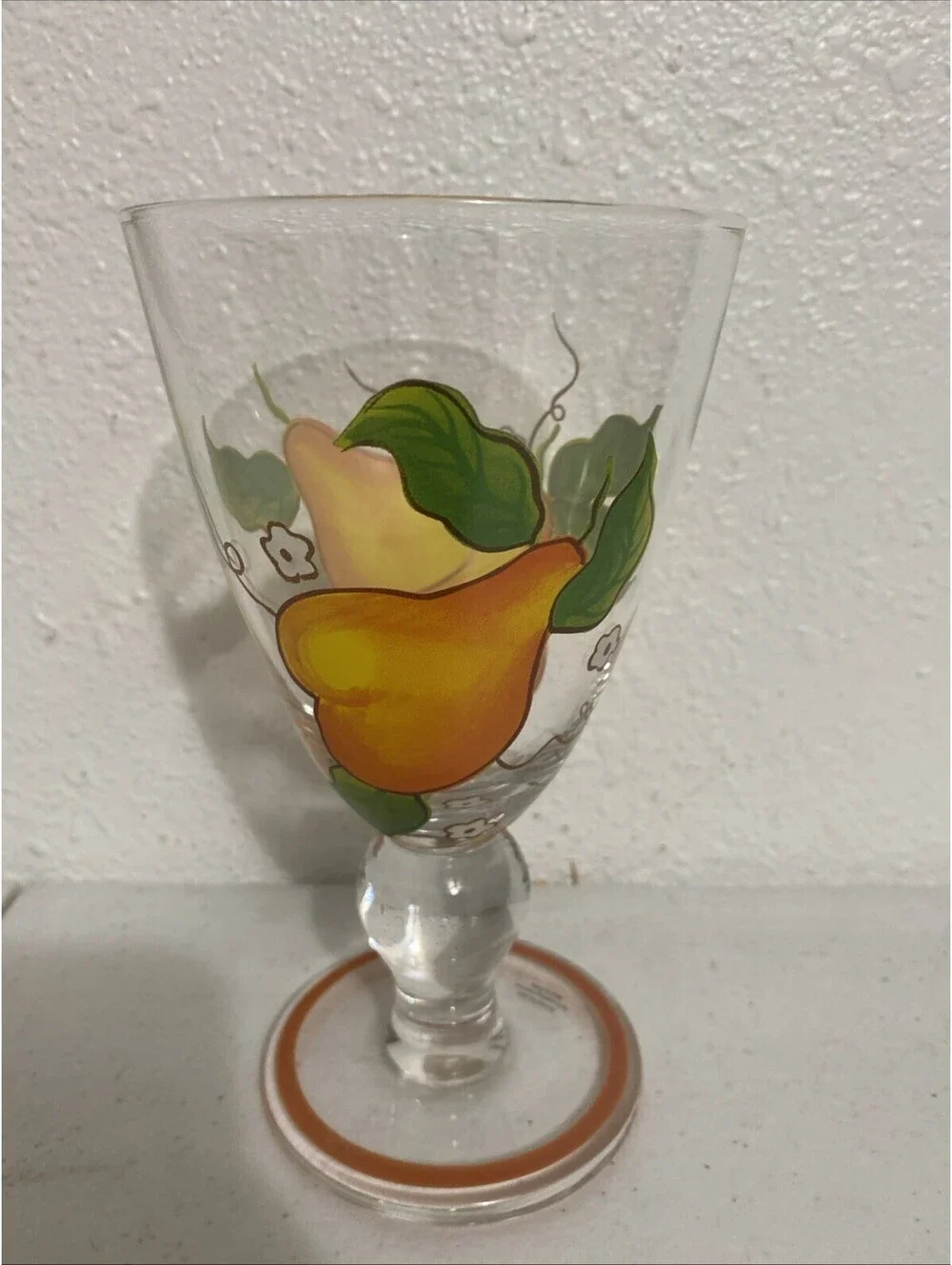 Glass Hand Painted Fruit  Water Juice Pitcher Glasses Fall Summer Colorful Clear